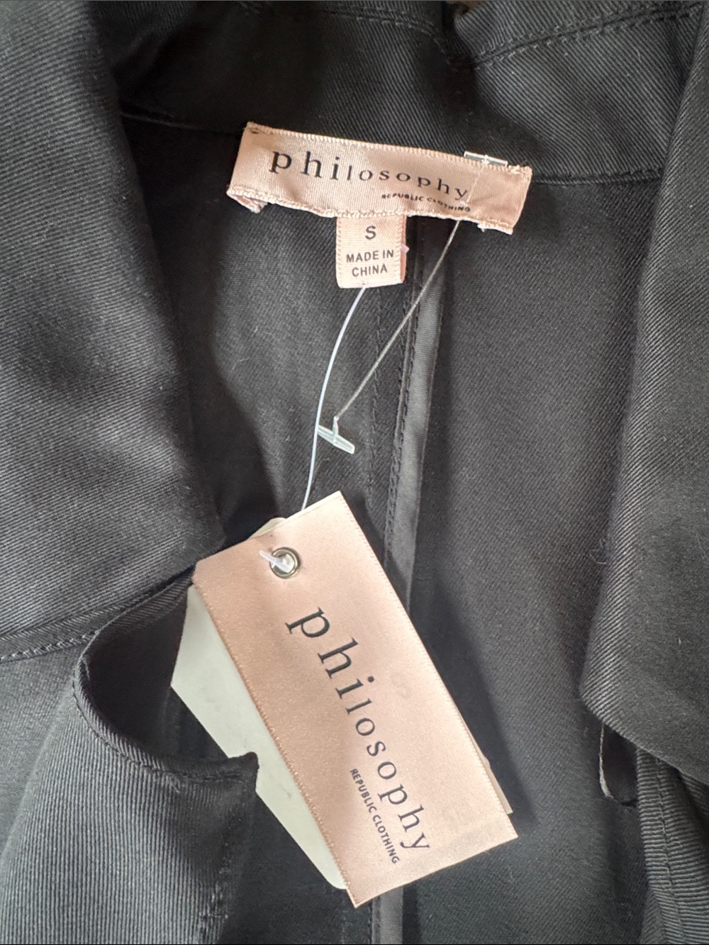 Philosophy black sleeveless trenchcoat notched collar NWT S/M - Picture 8 of 9